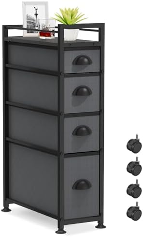 LASZOLA Narrow Cabinet Slim Storage Cart for Bathroom Small Space, Gray by LASZOLA
