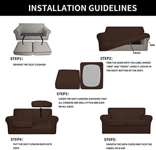 Easy-Going 3 Pieces Stretch Soft Couch Cover for Dogs - Washable Sofa Slipcover for 2 Separate Cushion Couch - Elastic Furniture Protector for Pets, Kids (Loveseat, Coffee, Medium) - Image 6