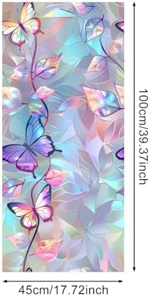IVN Privacy Window Film Iridescent Butterfly Leaf Vine Window Cling - Image 3