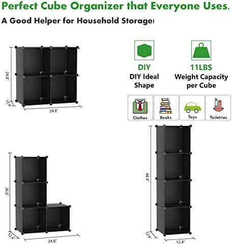 C&AHOME Plastic Cube Storage Organizer, 4-Cube Shelves Units, Black - Image 5