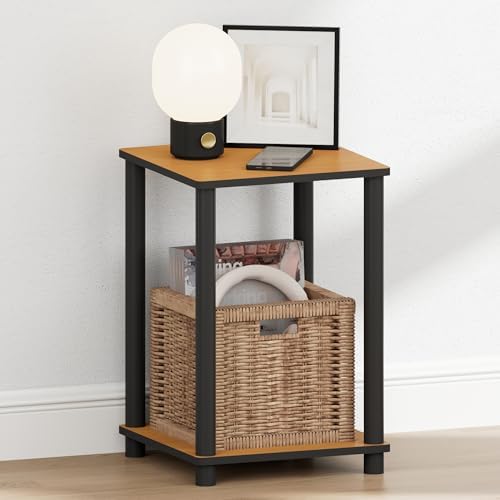 Furinno Turn-N-Tube Toolless 2-Tier Open Shelf Night Stand, Light Cherry - Image 4