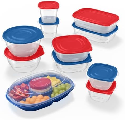 Rubbermaid TakeAlongs Special-Edition Americana 24-Piece Set of Food Storage Containers with Lids, Including Party Platter and Twist & Seal Container, QuikClik Seal, BPA-Free by Unknown