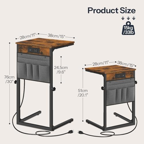 HOOBRO Side Tables for Couch, Adjustable Height C Shaped End Tables - Image 3