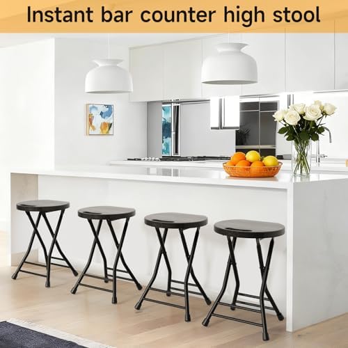 LEDLAY18 Inch Folding Stool with Handle - 500LBS Capacity Portable Foldable Stool with Non-Slip Feet, Heavy-Duty Steel & Plastic Collapsible Stool for Indoor Outdoor Use, Black - Image 7