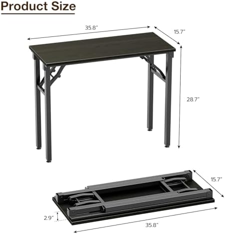 TEMI Small Computer Desk Folding Table - 35.8" Foldable Office Desk, No Assembly, Perfect for Small Spaces in Bedroom, or Apartment, Portable Mini Desk or Study Table Compact Design, Dark Oak - Image 3