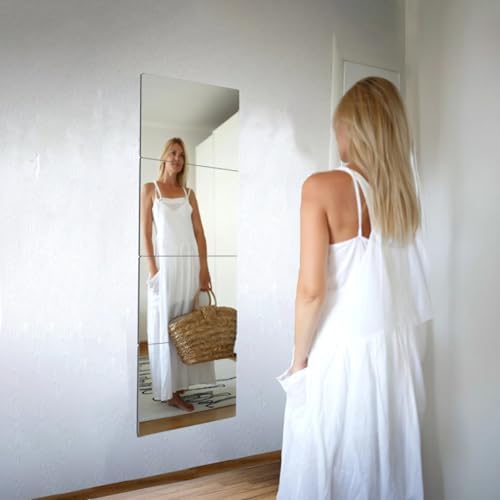 Unbreakable Wall Mirror Full Length,Over the Door Mirror for Bedroom,4Pcs 14inchx12inch Acrylic Mirror Kids,Shatterproof Plexiglass Long Mirrors,Children Non Glass Stick on Mirrors Tiles self adhesive - Image 6