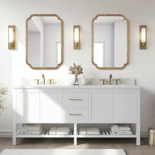 WallBeyond 24" x 36" Rounded Corner Arch Wall Mirror with Wood Frame for Entryway, Living Room or Bedroom Home Decor - Light Woodgrain, Honey-Colored - Image 2