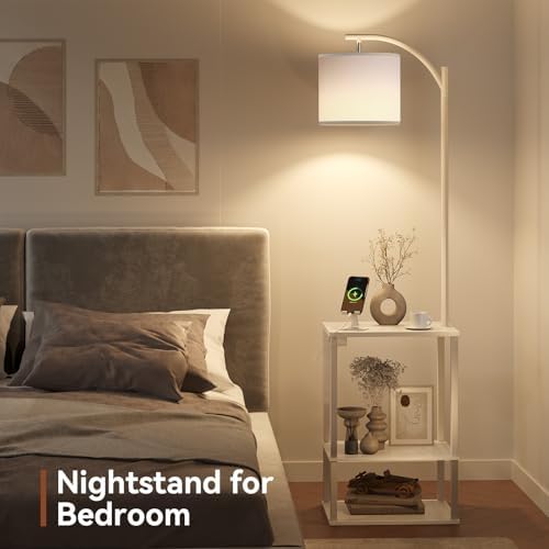 SUNMORY Floor Lamp with Table Shelves, End Side Table for Living Room - Image 6