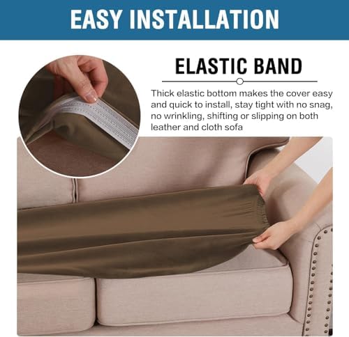 H.VERSAILTEX Velvet Stretch Individual Couch Cushion Cover Plush Cushion Slipcover for Loveseat Sofa Cushion Furniture Protector Seat Cushion Sofa Cover (1 Piece Sofa Cushion Cover, Bronze Brown) - Image 4