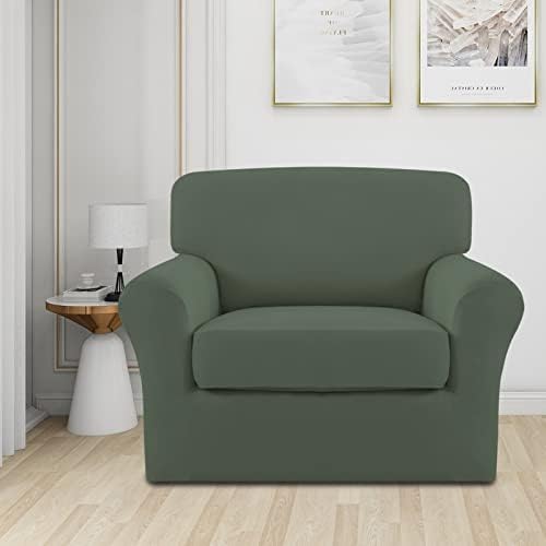 Easy-Going 2 Pieces Stretch Sofa Slipcover for Armchair Washable - Image 2