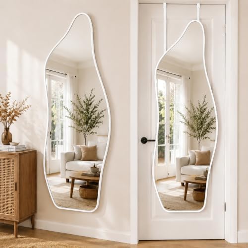 Full Length Door Mirror, 48"x16" Wall Mounted Mirror, White - Image 5