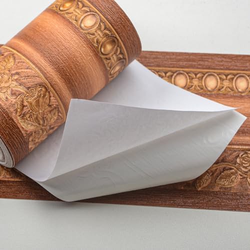 AbaBoorty Wood Wallpaper Border 394"X4.1" 3D Peel and Stick Wall Border Waterproof Tiles Sticker Wallpaper Self Adhesive Removable Wall Stickers for Ceiling Bedroom Living Room Decor - Image 7