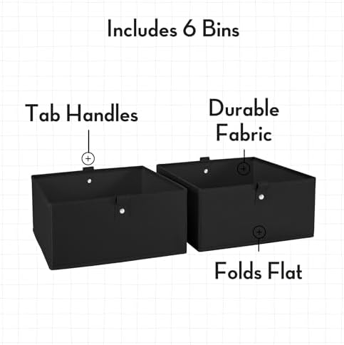 RiverRidge Folding Storage Bins - 6-Pack of 5in Tall Black Cubes - Image 3