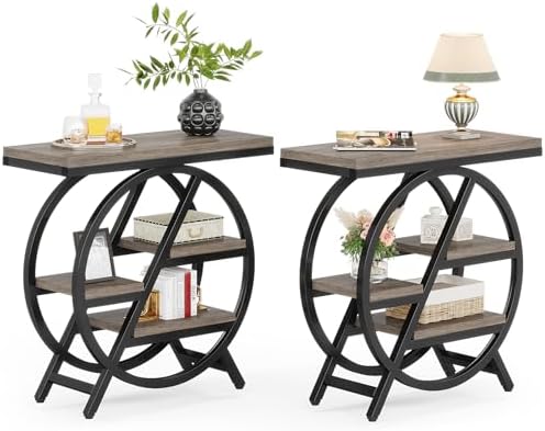 LITTLE TREE Set of 2 End Table, 4-Tier Narrow Side Table by LITTLETREE
