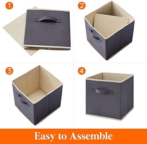 Lifewit Storage Cubes, 11 Inch Organizer Bins, 18L Gray, 6 Packs - Image 3