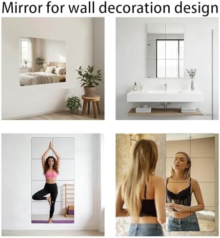 BOYIVI 4Pcs Acrylic Mirror Tiles, 8 Inch Self-Adhesive Shatterproof Panels for Wall Decor, Wall Mounted Mirror Glass Frameless Mirror Sheets for Home Bedroom Bathroom Door(Medium) - Image 4