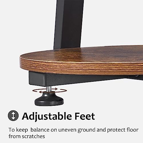 BEWISHOME Round End Table with Charging Station, Rustic Brown - Image 6