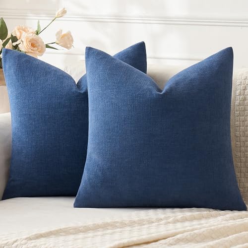 MIULEE Navy Blue Chenille Couch Euro Throw Pillow Covers, 22x22 by MIULEE