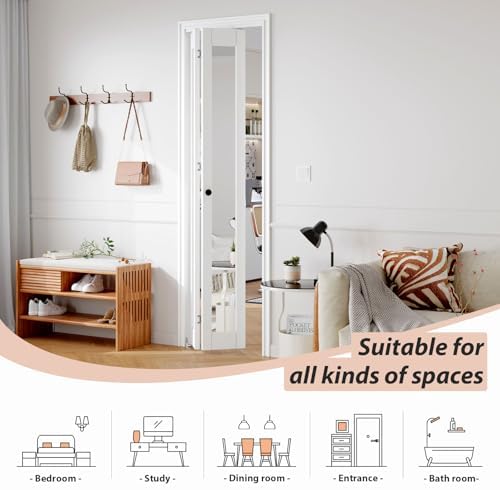FREDBECK Bifold Mirrored Barn Door for 24x80 Opening,Interior Folding Doors - Image 2
