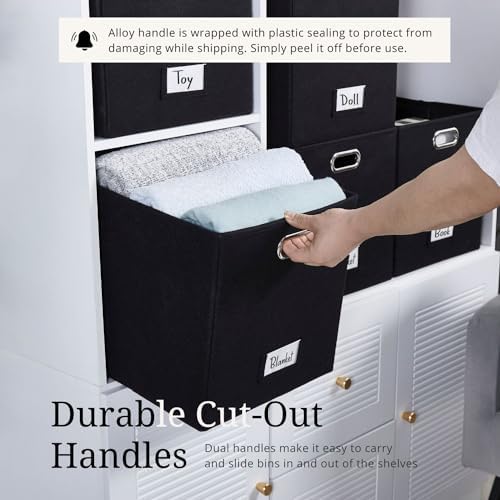DECOMOMO Felt Storage Bins, 11 inch Cube Storage Bin with Labels - Image 5