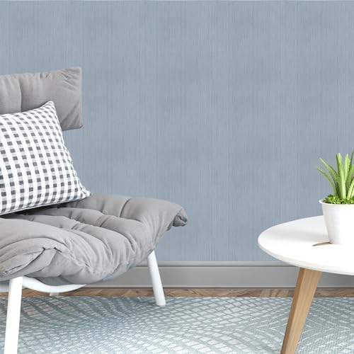 Blue Grasscloth Peel and Stick Wallpaper Texture Contact Paper A Set of 15.7" X 1200" Self-Adhesive Linen Removable Wallpaper Cabinets Counter Top Liners - Image 3