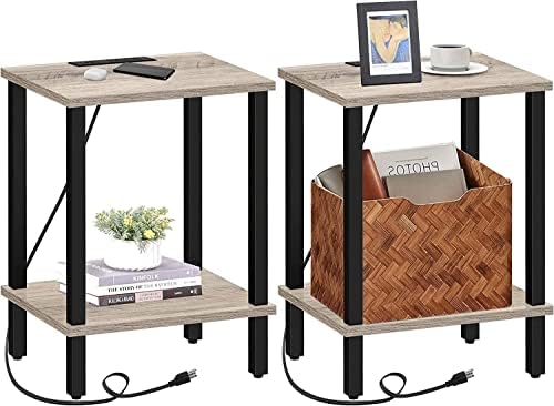 TUTOTAK End Table with Charging Station, Side Table Set of 2, Nightstand by ChoosetutotakFurnitureBuildYourCozyHome