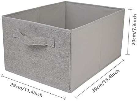 Collapsible Sorage Bins, Storage Cubes Baskets Collapsible Fabric Storage Boxes with Handles for Home and Office (Set of 4, Grey, 15.4 x 11.4 x 7.91inch) - Image 2