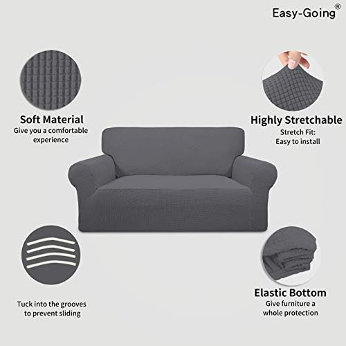 Easy-Going Stretch Loveseat Couch Covers Washable Grey - Image 3