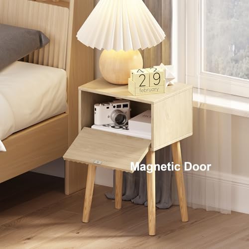 LAATOOREE Nightstands Set of 2, Small Bed Side Table with Fluted Door - Image 4