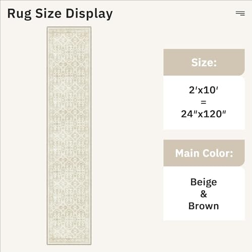 Soalmost Runner Rug 2x10 Washable Hallway Kitchen Runners Beige/Brown - Image 5