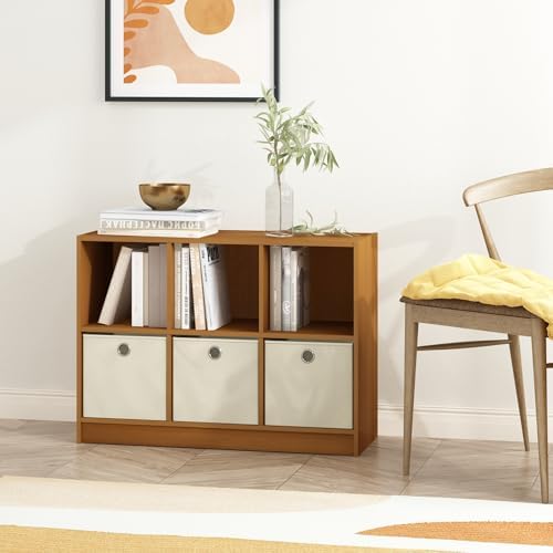 Furinno Basic 6-Cube Book Shelf with Open Shelf, 3 x 2, Light Cherry - Image 4