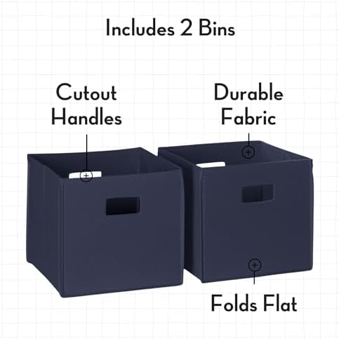RiverRidge Folding Storage Bins - 2-pack of 10in Tall Navy Cubes - Image 4