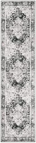 Moynesa Ultra-Thin Washable Runner Rug - 2'6" x 10' Grey Long Hallway Rug Runner Kitchen Carpet Runner 10ft, Vintage Non Slip Low Pile Stair Floor Mat for Bathroom Bedroom Living Room Entryway - Image 7