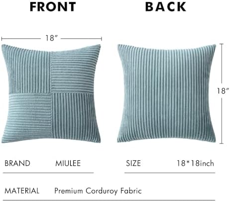 MIULEE Slate Blue Decorative Throw Pillow Covers for Couch 18x18 Inch - Image 6