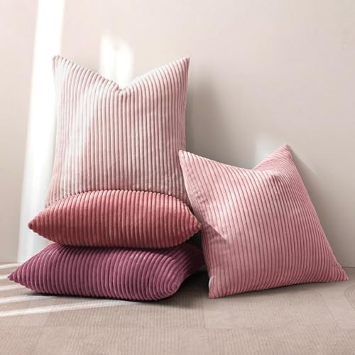 MIULEE Soft Corduroy Decorative Throw Pillow Covers Purple Pink 18x18 - Image 7