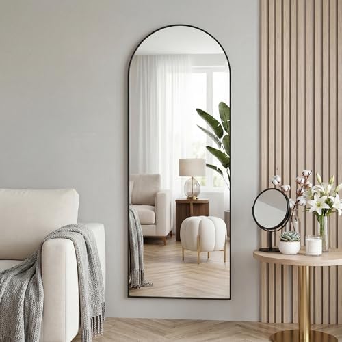 58"x20" Arched Over-the-Door Full Length Mirror, Black - Image 3