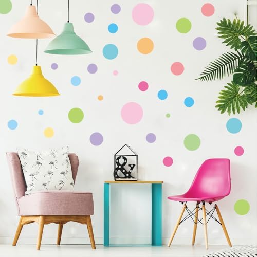 230 PCS Pastel Polka Dot in Bright Macaron Colors Wall Decals Set | 10 sheets removable waterproof peel & stick circle wall stickers for nursery, kids room, bedroom, playroom & home decor - Image 7