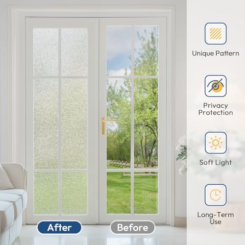 rabbitgoo Window Privacy Film Frosted Glass Film Decorative, 23.6" x 78.7" - Image 6