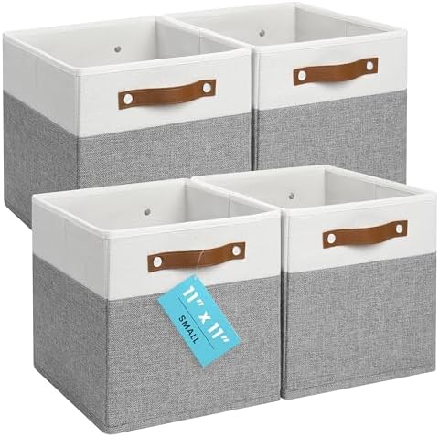 OrganiHaus 11x11 Cube Storage Bins, Set of 4 - Fabric Storage Cubes by OrganiHaus