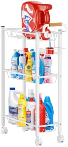 KIMBORA Laundry Room Storage Cart with Detergent Holder with Wheels by KIMBORA