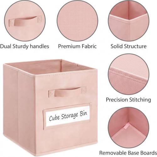Storage Bins,11" Cube Storage Bin with Labels,10pcs,Pink - Image 2