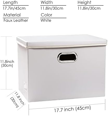 PRANDOM Large Stackable Storage Bins with Lids [3-Pack] Leather Fabric Foldable Storage Boxes Organizer Containers Baskets Cube with Cover for Bedroom Closet Office Nursery White (17.7x11.8x11.8) - Image 4