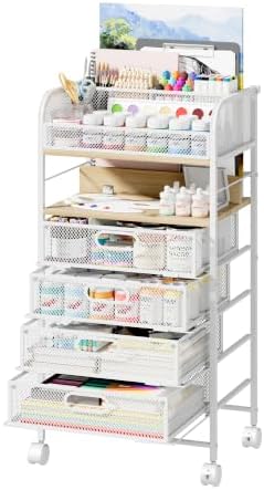 Homsorout Rolling Art Cart with 4 Drawers, Maple by Homsorout