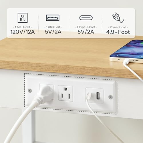 HOOBRO Side Table with Charging Station and USB Port, Small End Table for Small Space, 3-Tier Nightstand with Adjustable Shelf, for Living Room, Bedroom, Natural and White WN112BZ01 - Image 4