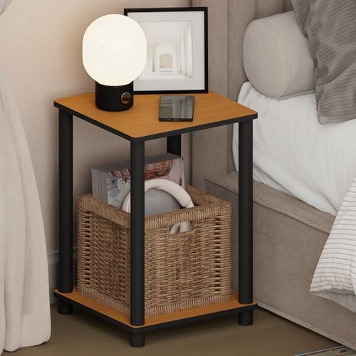 Furinno Turn-N-Tube Toolless 2-Tier Open Shelf Night Stand, Light Cherry by Furinno-FitsYourSpaceFitsYourBudget