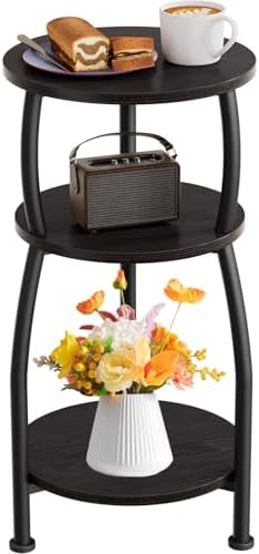Small Round Side Table, 3-Tier Slim End Table for Small Spaces by designyourhome