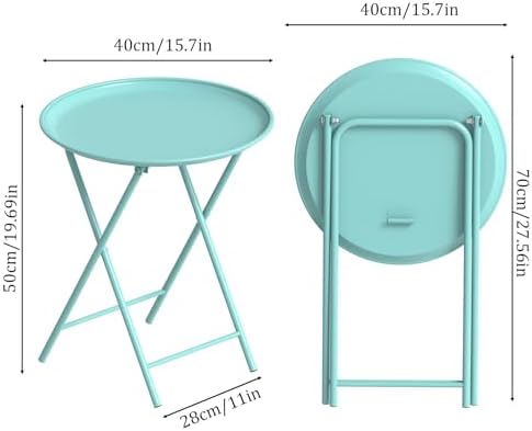 Garden 4 you Folding TV Tray Table, Metal Round Side Table, Green Dinner Table with Metal Frame, Modern Outdoor Tray Table for Living Room, Bedroom, Patio & Small Spaces, 2 Packs - Image 3