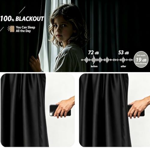 Room Divider Curtains Set, Extra Wide Blackout Curtains with Ceiling Track - Image 2