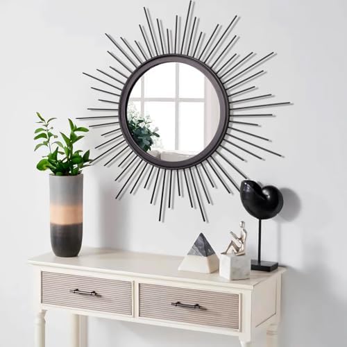 Sunburst Wall Mirror, Black Large Spoked Wall Decor Mirror Bohemian Home Round Modern Metal Wall Art Mirror for Living Room Hallway Bedroom Bathroom 24" x 24" - Image 5