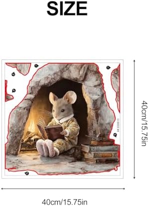 ANNA QUEEN Reading Mouse Wall Decals Peel and Stick Cute Animal Wall Stickers, Storybook Mouse Nursery Wall Decor for Kids Bedroom Reading Corner Classroom Library Removable Vinyl Wall Art - Image 2